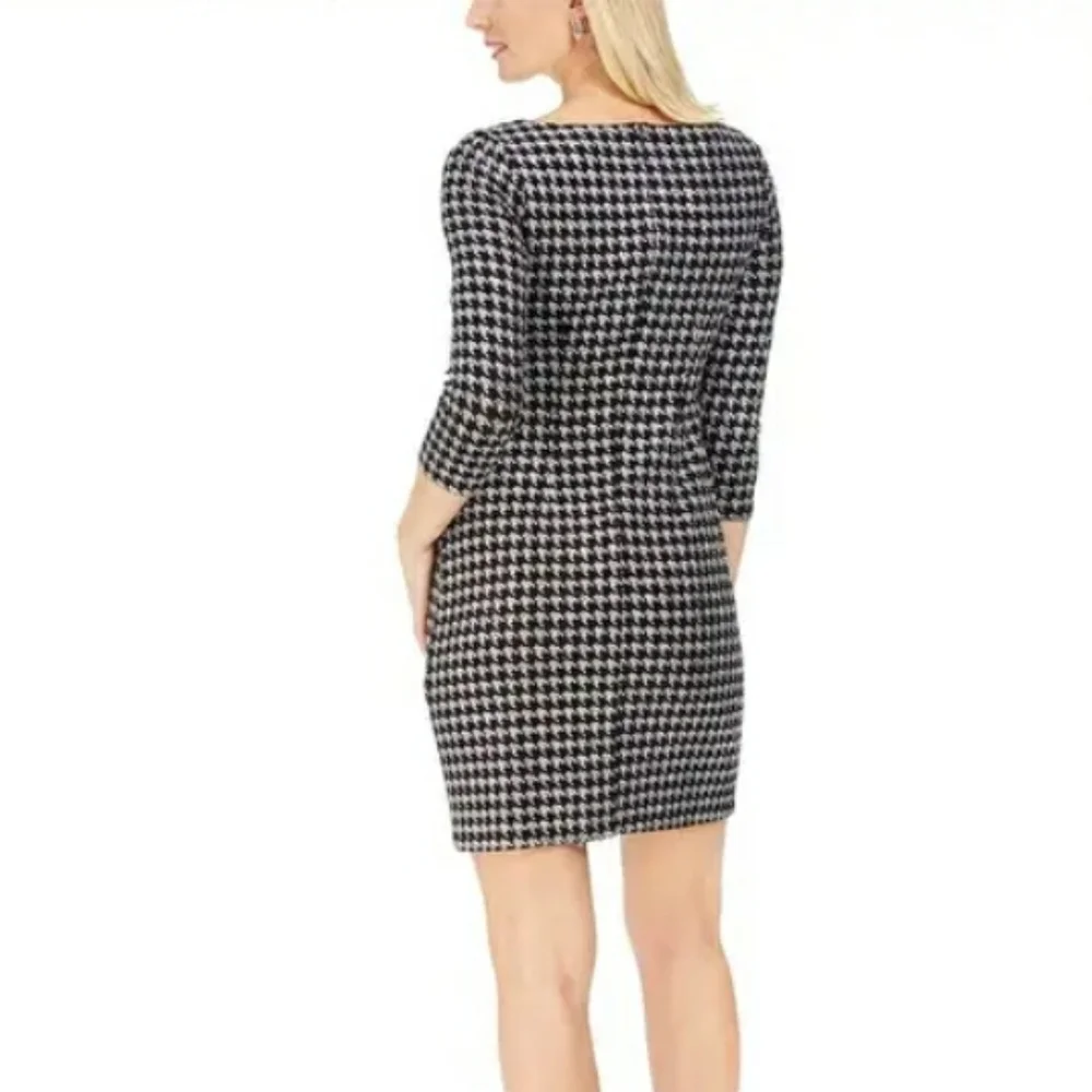 Jessica Howard Sheath Dress Sz 8 Herringbone Black Silver 946 - Picture 2 of 8